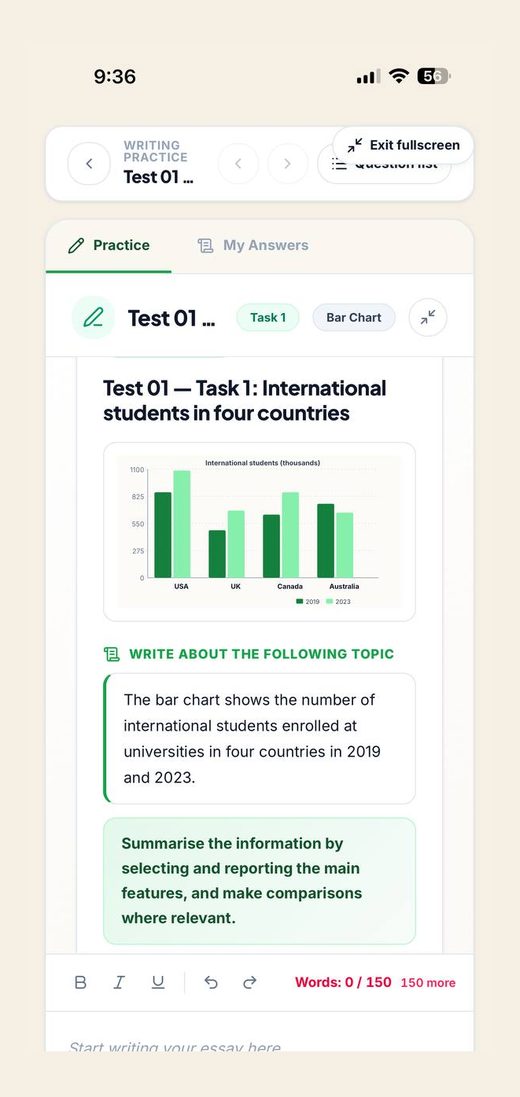 Writing task mobile